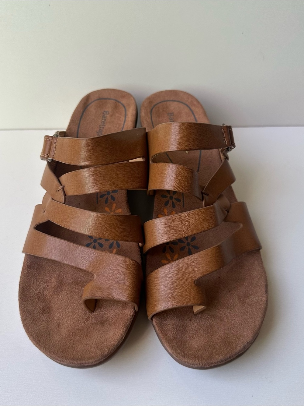 Baretraps Tusanna Brown Strappy Wedge Sandals Women's Size 8 Open Toe Comfort